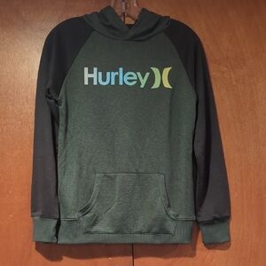 Hurley Men's Two-Tone Green and Black Hoodie